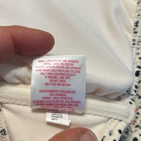 XHILARATION Large Smocked Bralette Bikini Top Cream Black Polka Dots Padded - Picture 8 of 8